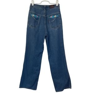 Vintage 1980's BON BON Embroidered Pocket Wide Leg High Waisted Jeans